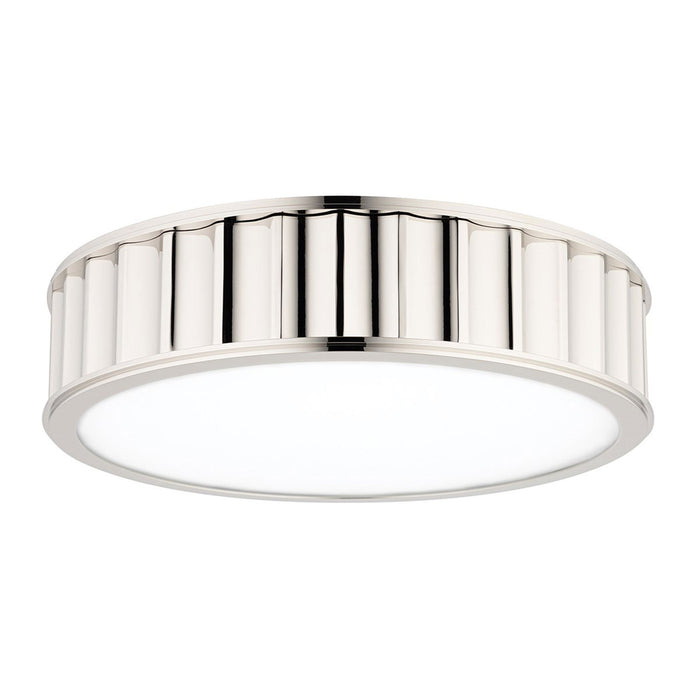 Middlebury Flush Mount Ceiling Light in Round/3-Light/Polished Nickel.
