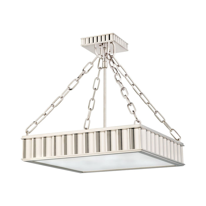 Middlebury Square Semi-Flush Mount Ceiling Light in Polished Nickel.