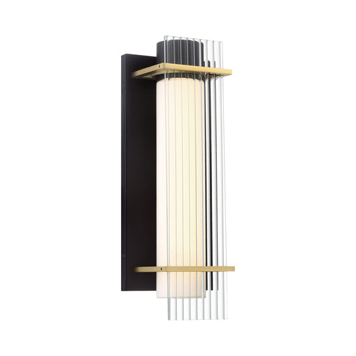 Midnight Gold Outdoor LED Wall Light in Sand Black.