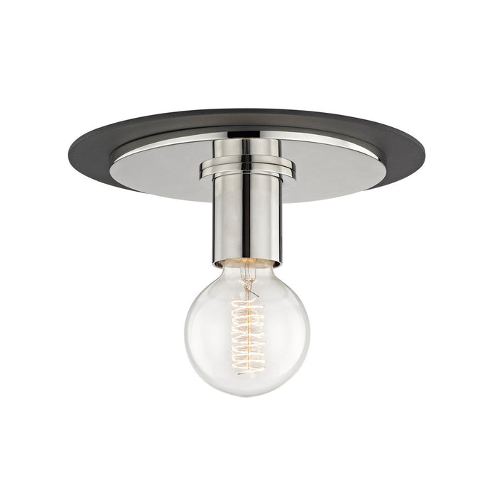Milo Flush Mount Ceiling Light in Polished Nickel / Black/Small.
