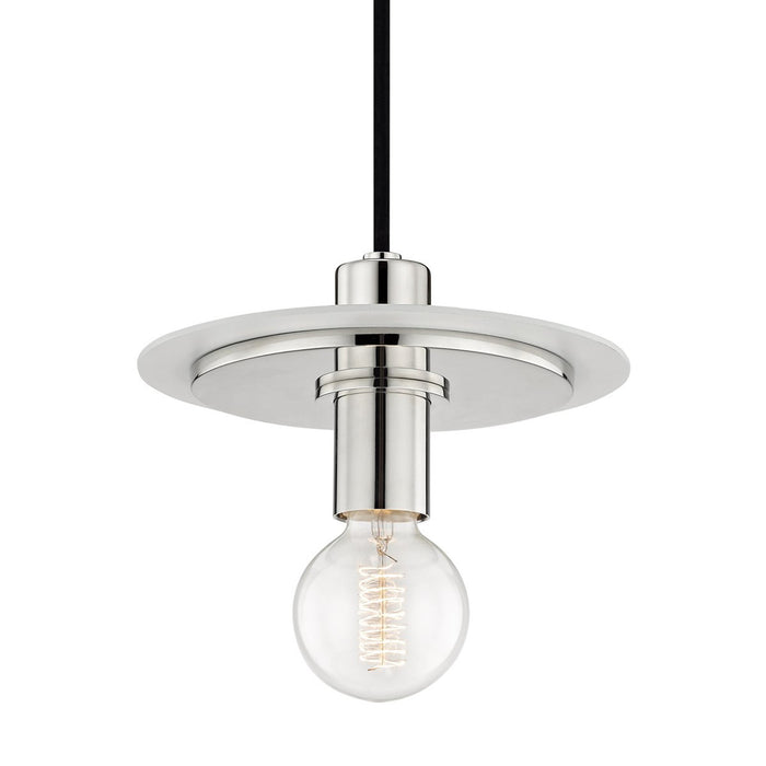 Milo Disc Pendant Light in Polished Nickel / White/Small.