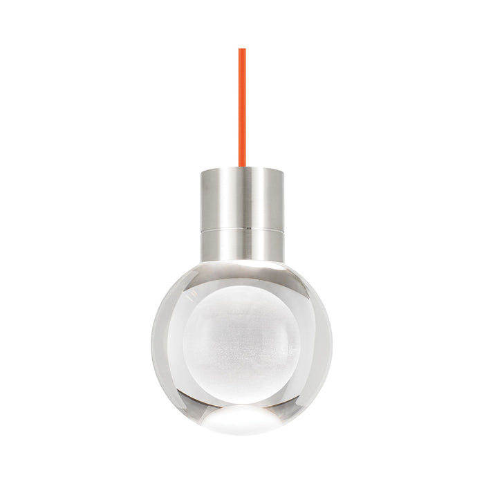 Mina Single LED Pendant Light in Orange/Satin Nickel/3000K.