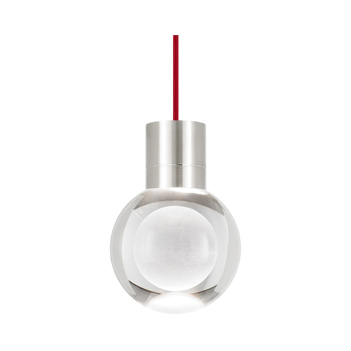Mina Single LED Pendant Light in Red/Satin Nickel/3000K.