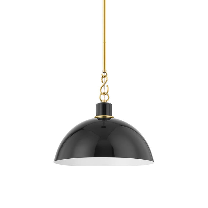 Camille Pendant Light in Aged Brass/Glossy Black (Small).