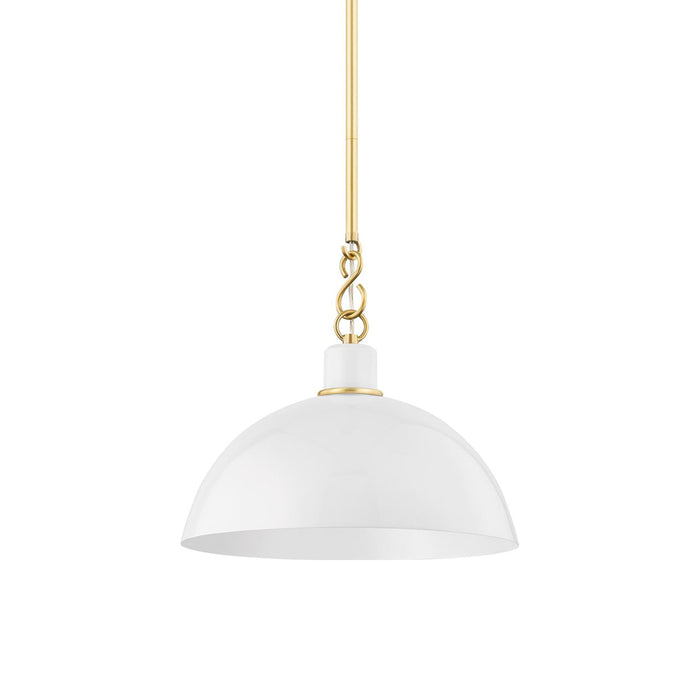 Camille Pendant Light in Aged Brass/Glossy White (Small).