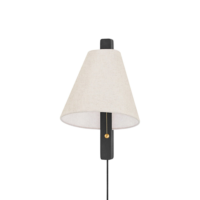 Ellen Plug-In Wall Light in Aged Brass/Wood Charred Ash.