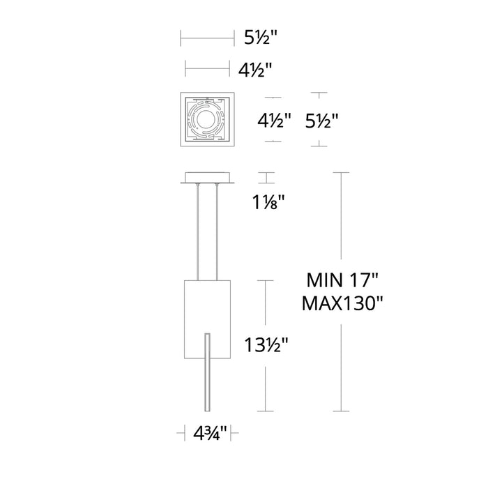 Amari LED Pendant Light- line drawing.