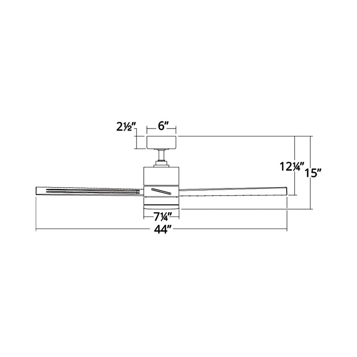 Axis Downrod LED Ceiling Fan - line drawing.