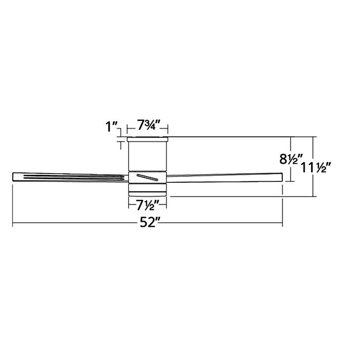 Axis LED Flush Mount Ceiling Fan - line drawing.