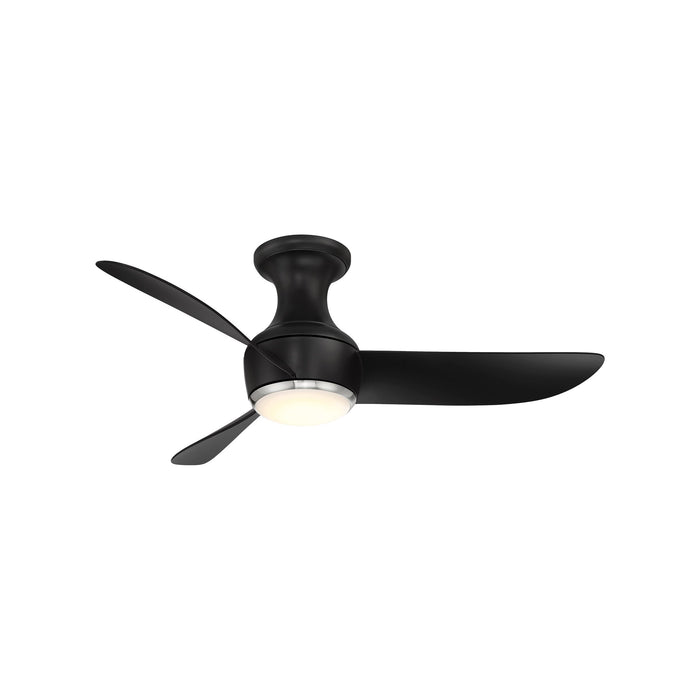Corona Outdoor LED Flush Mount Ceiling Fan in Matte Black/Brushed Nickel (44-Inch).