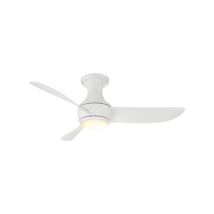Corona Outdoor LED Flush Mount Ceiling Fan in Matte White (44-Inch).