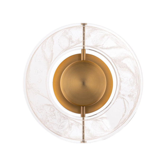 Cymbal LED Wall Light in Aged Brass.