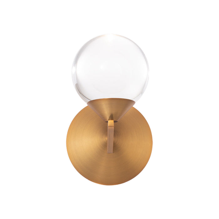 Double Bubble LED Wall Light in Aged Brass (1-Light).