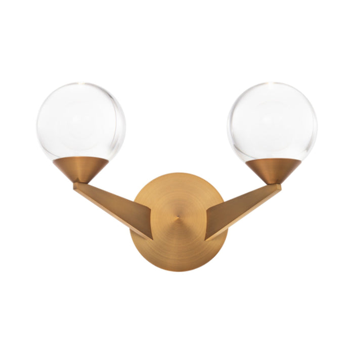 Double Bubble LED Wall Light in Aged Brass (2-Light).