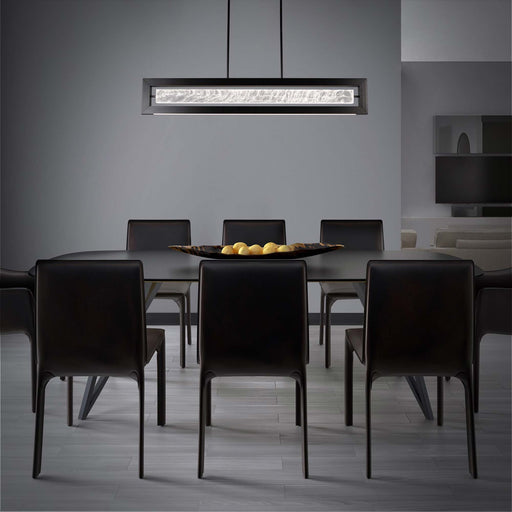 Equilibrium LED Linear Pendant Light in dining room.
