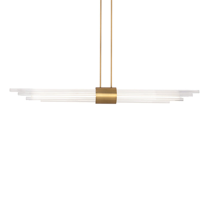 Luzerne LED Linear Pendant Light in Aged Brass.