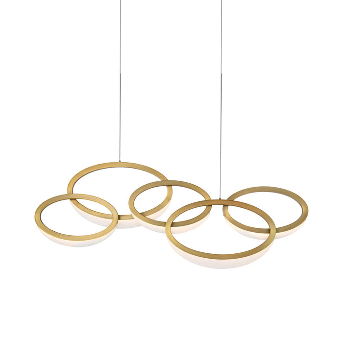 Orion LED Chandelier in Aged Brass.