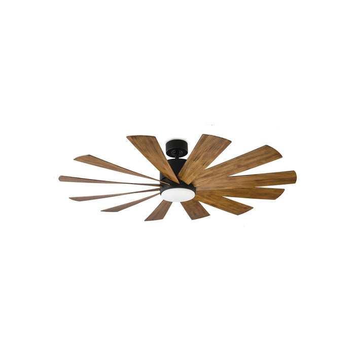Windflower Downrod LED Ceiling Fan in 60-Inch/Matte Black/Distressed Koa.