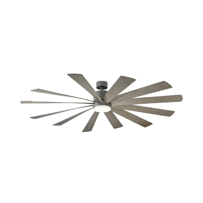 Windflower Downrod LED Ceiling Fan in 80-Inch/Graphite/Weathered Gray.