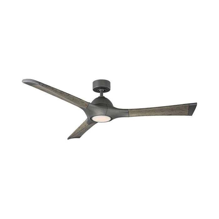 Woody Downrod LED Ceiling Fan in 60-Inch/Graphite/Weathered Gray.