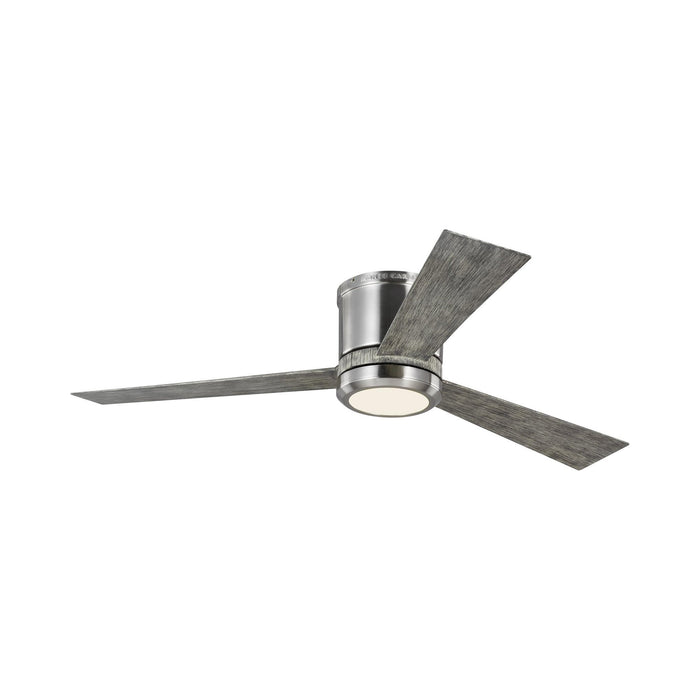 Clarity LED Ceiling Fan in Brushed Steel/Light Grey Weathered Oak.