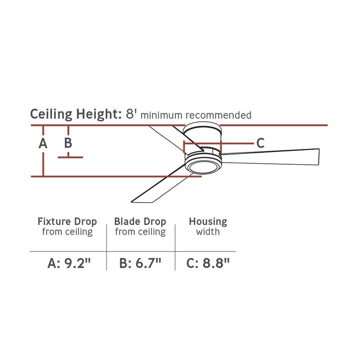 Clarity LED Ceiling Fan - line drawing.