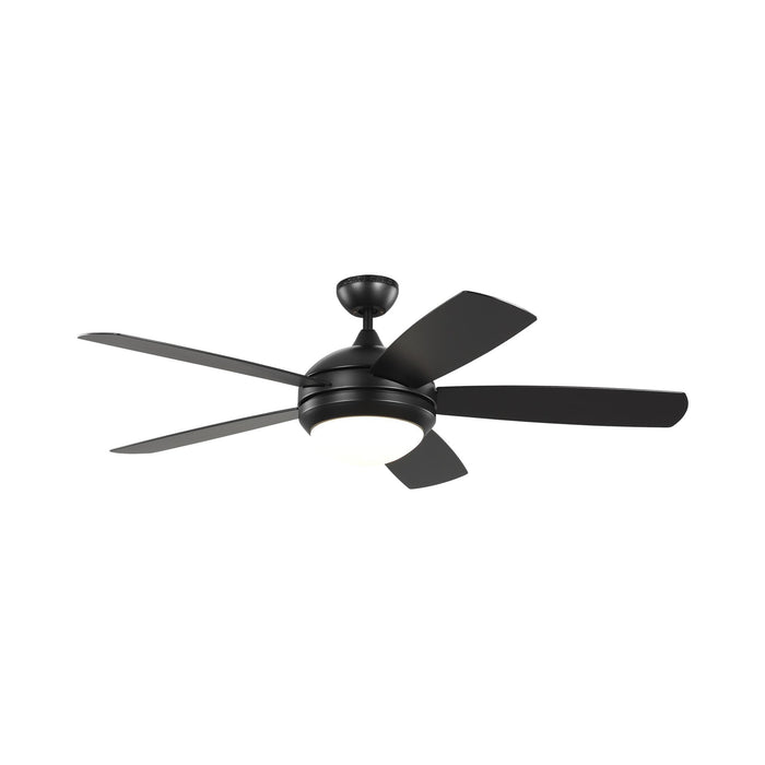 Discus Outdoor LED Ceiling Fan in Matte Black.