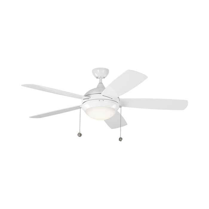 Discus Outdoor LED Ceiling Fan in White.