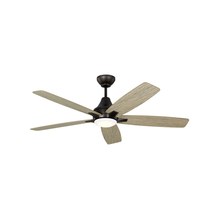 Lowden Indoor / Outdoor LED Ceiling Fan in Aged Pewter/Light Grey Weathered Oak (52-Inch).