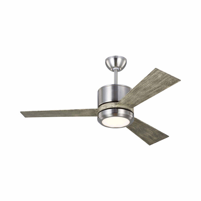 Vision II LED Ceiling Fan in Brushed Steel/Light Grey Weathered Oak.