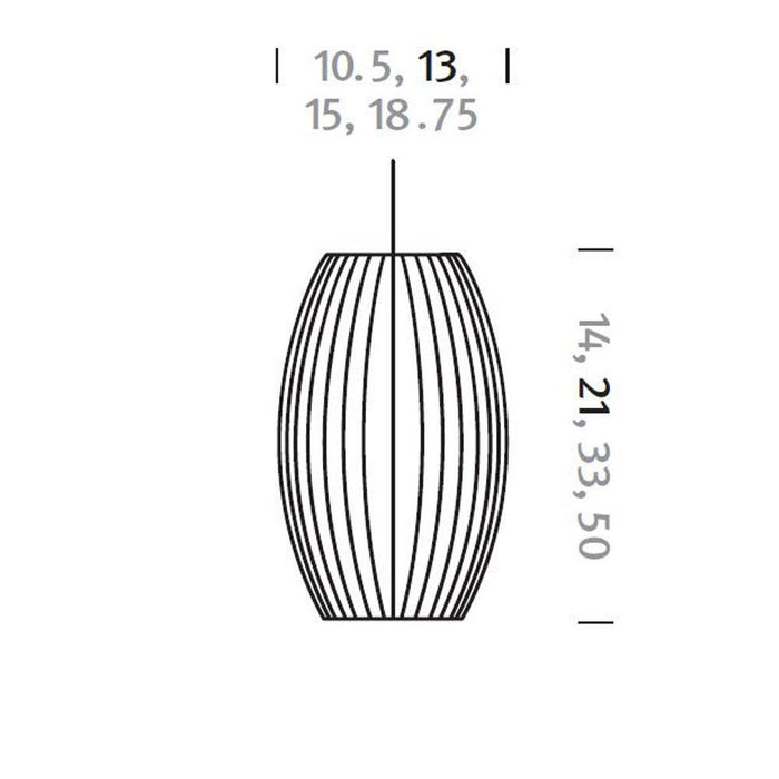 Nelson® Cigar Bubble Pendant Light  - Line Drawing