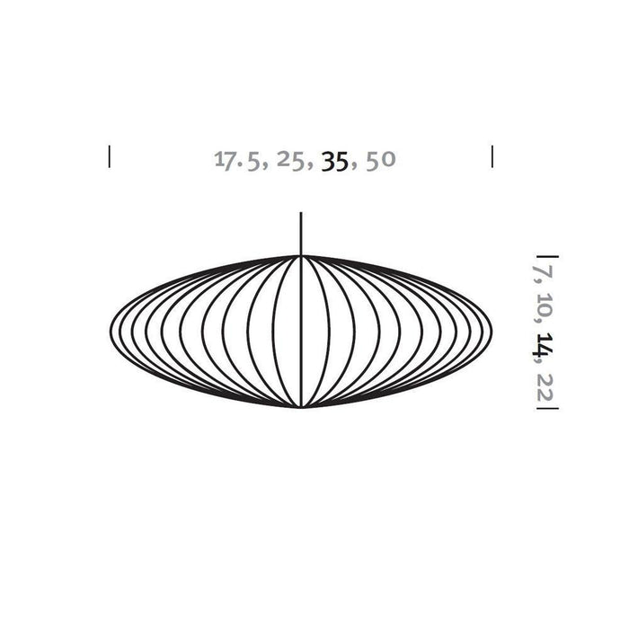 Nelson® Saucer Bubble Pendant Light - Line Drawing