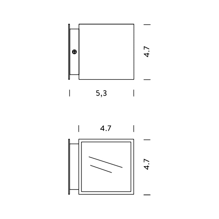 Cubo LED Wall Light - line drawing.