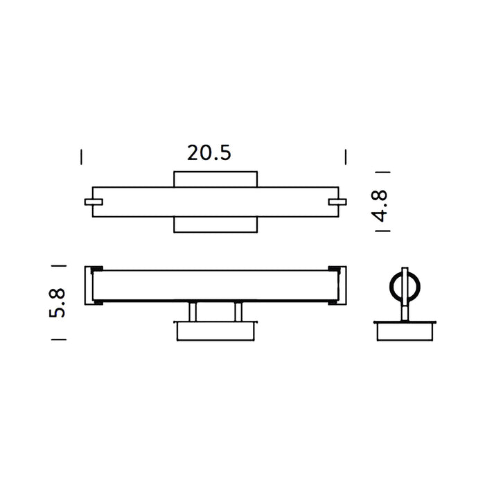 Elf2 Vanity Wall Light - line drawing.