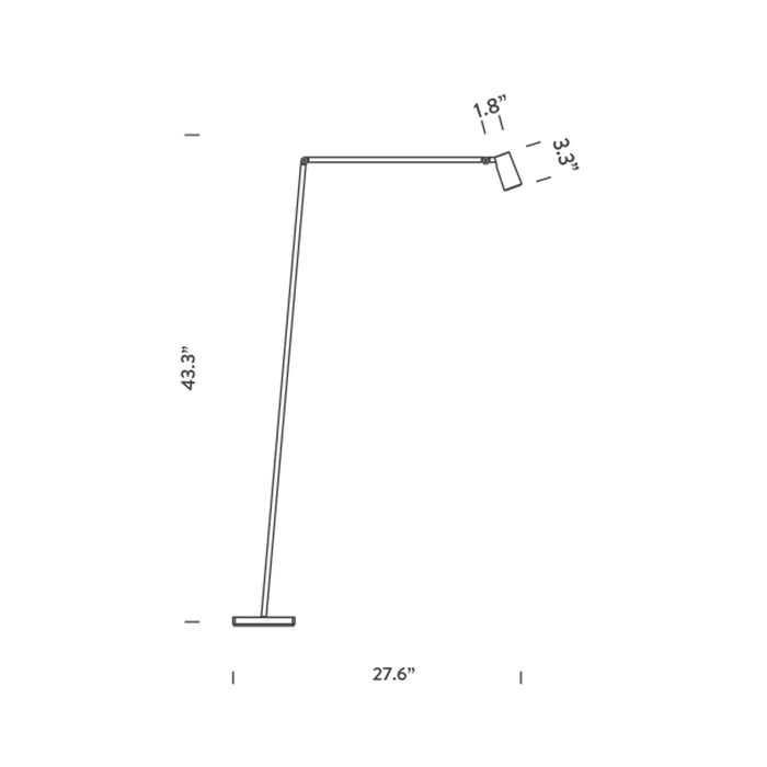 Untitled Spot LED Reading Floor Lamp - line drawing.