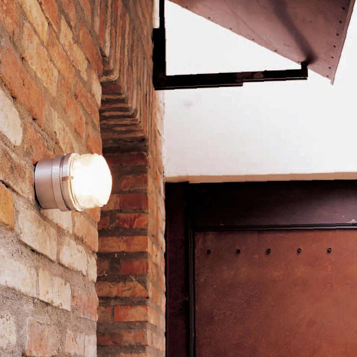 Fresnel Outdoor Wall Light in Grey.