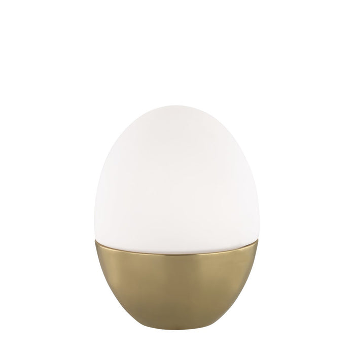 Orion Table Lamp in White and Brass.