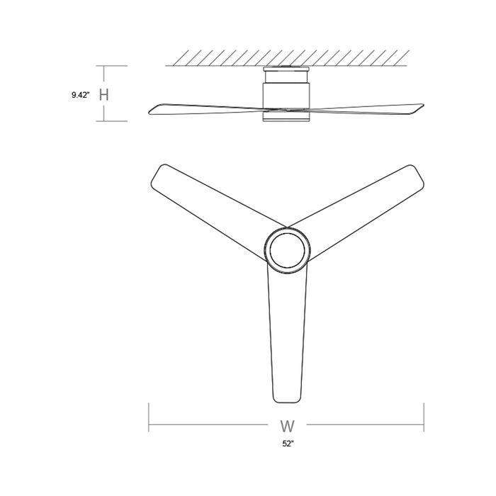 Adora Outdoor Flushmount Ceiling Fan - line drawing.