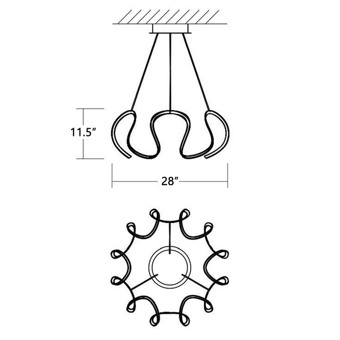 Cirro LED Pendant Light - line drawing.