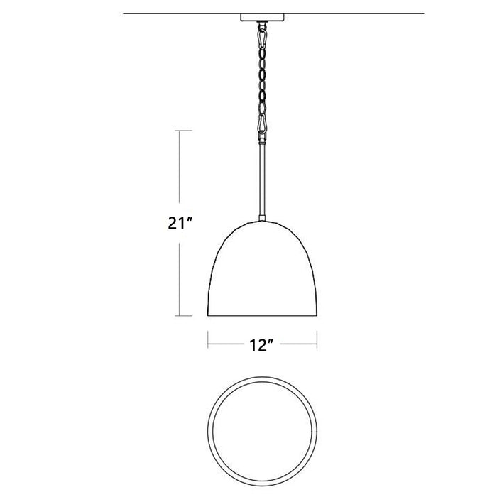 Dune LED Pendant Light - line drawing.