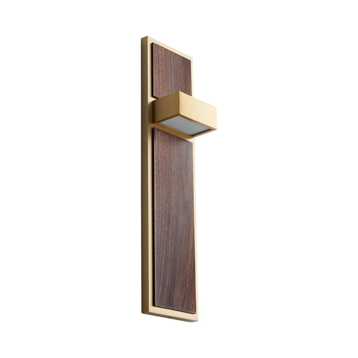 Guapo LED Wall Light in Aged Brass/Walnut.