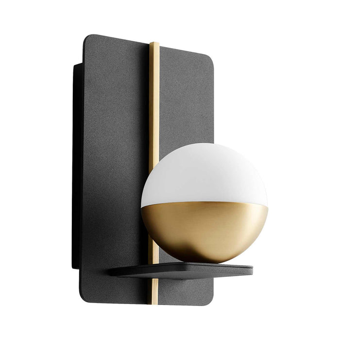 Iota LED Wall Light in Black/Aged Brass.