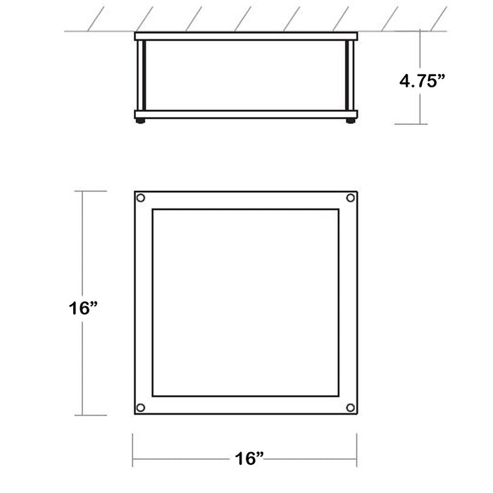 Modulo LED Flush Mount Ceiling Light - line drawing.