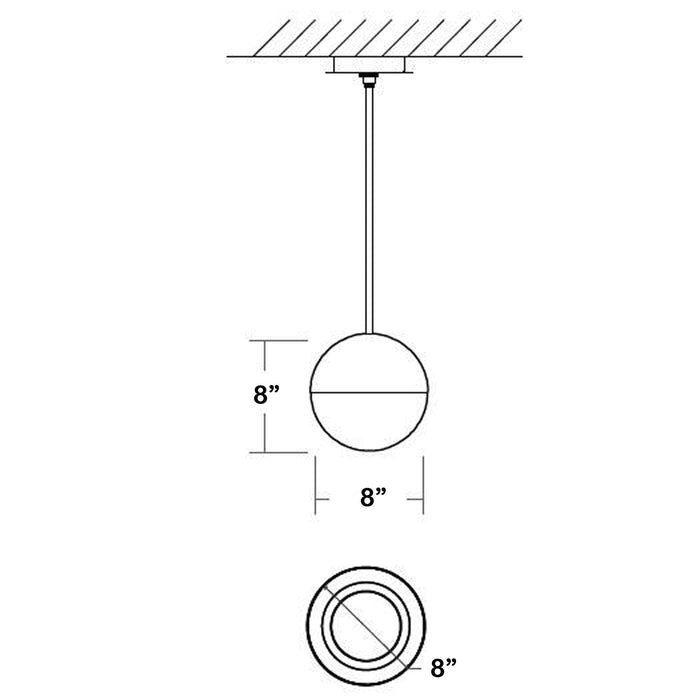 Mondo LED Pendant Light - line drawing.