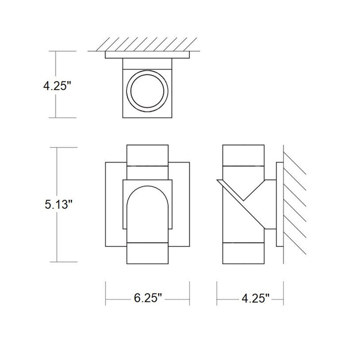 Razzo Outdoor LED Wall Light - line drawing.