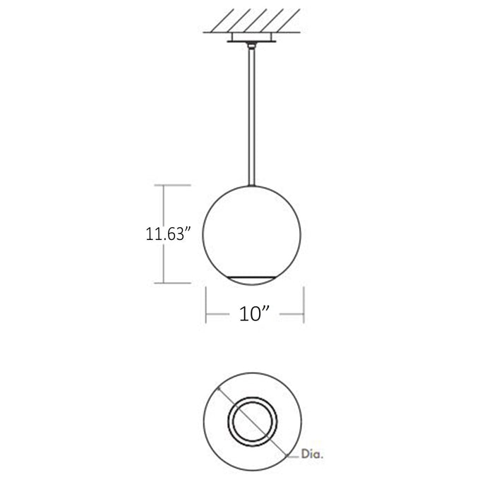 Terra Opal LED Pendant Light - line drawing.