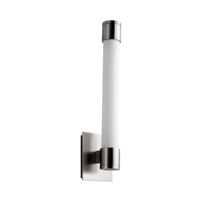 Zenith LED Bath Wall Light in Satin Nickel.