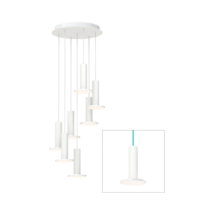 Cielo LED Chandelier in White/Turquoise (7-Light).