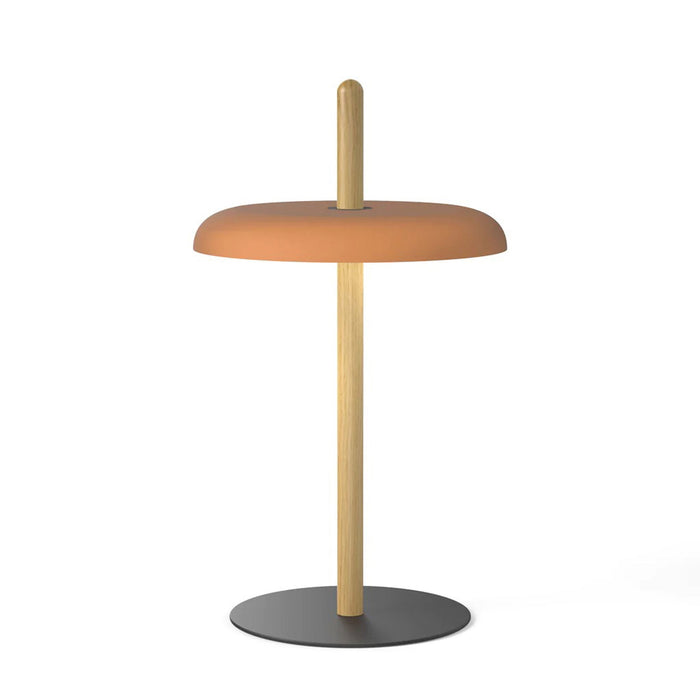 Nivel LED Table Lamp in Oak/Terracotta.