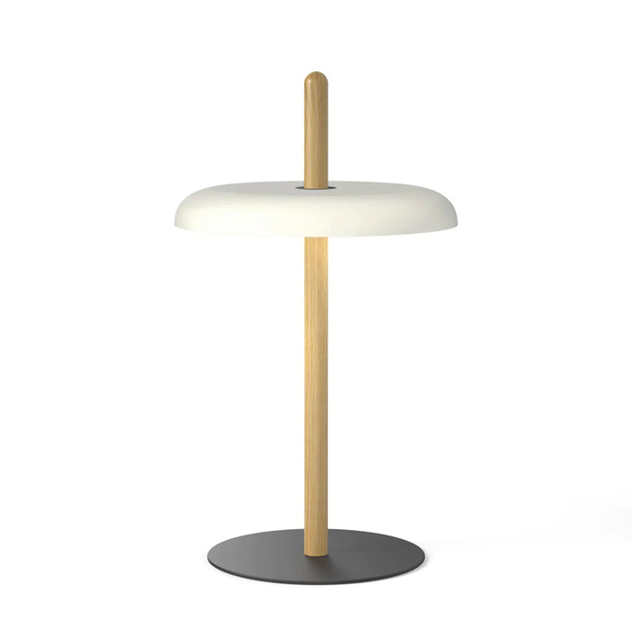 Nivel LED Table Lamp in Oak/White.
